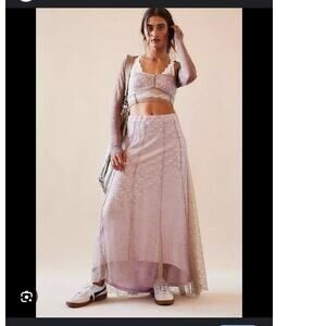 Free People Set Shape of You Lace Skirt and Bandeau Top S